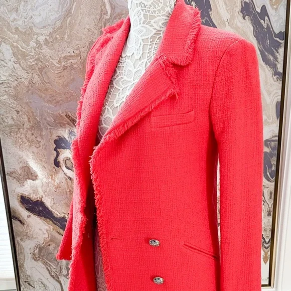 Veronica Beard Nayeli Dickey Red Tweed Button Jacket Blazer